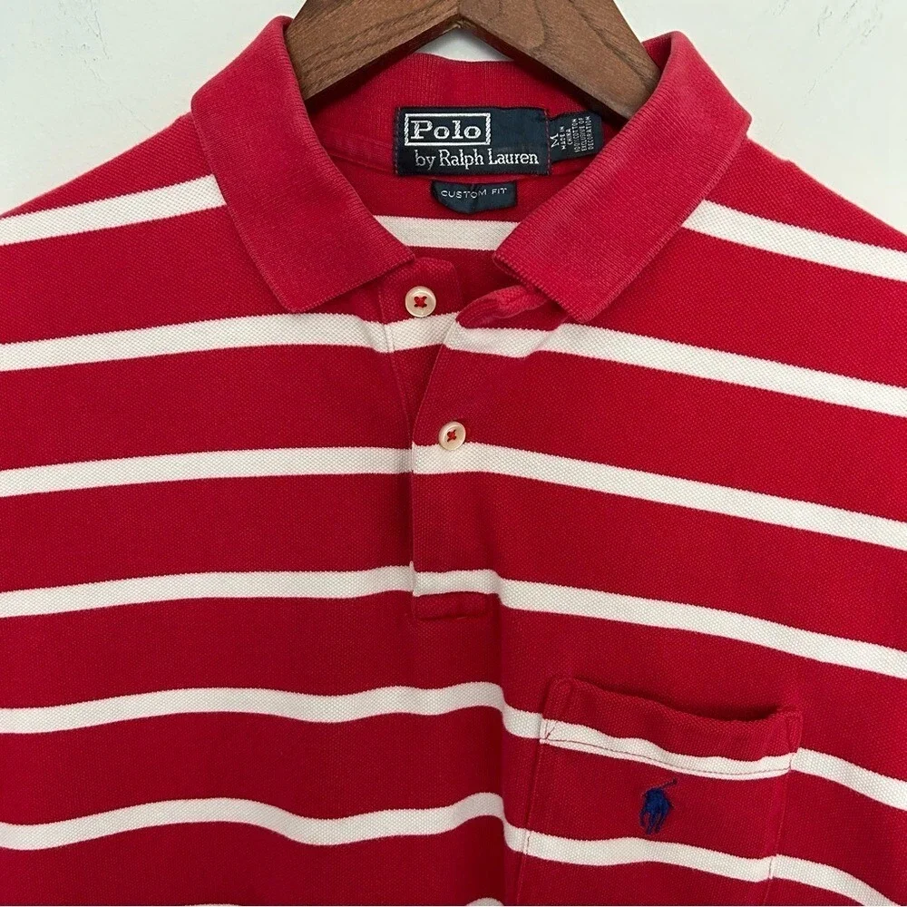 Polo Ralph Lauren Custom Fit knit short sleeve polo shirt‎ men's medium red